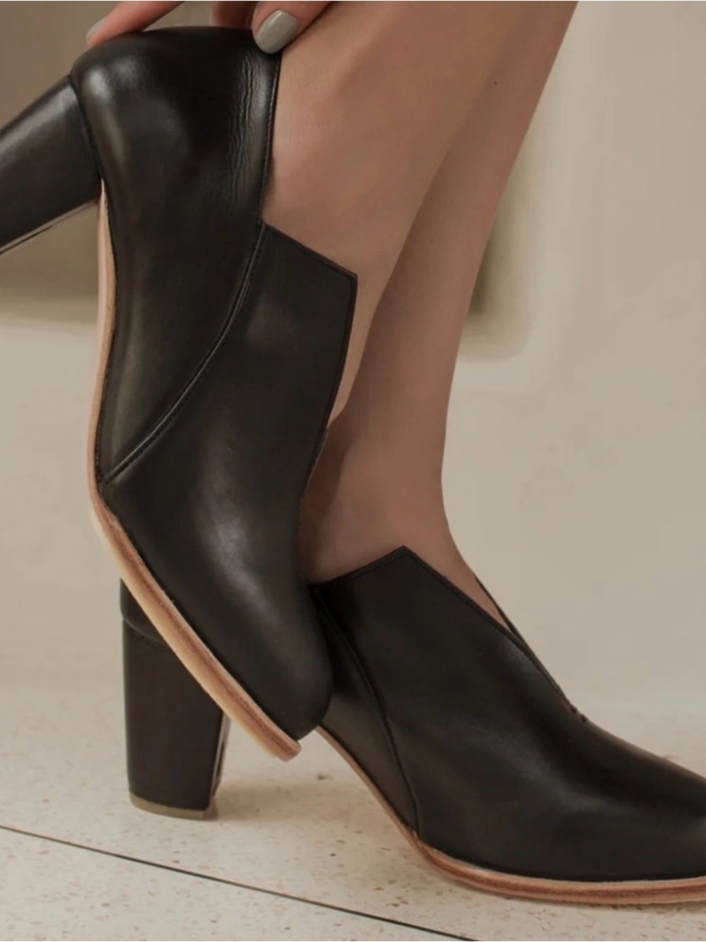 Bali Elf Ange Leather Heel Booties